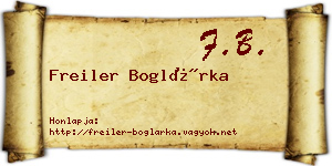Freiler Boglárka névjegykártya
